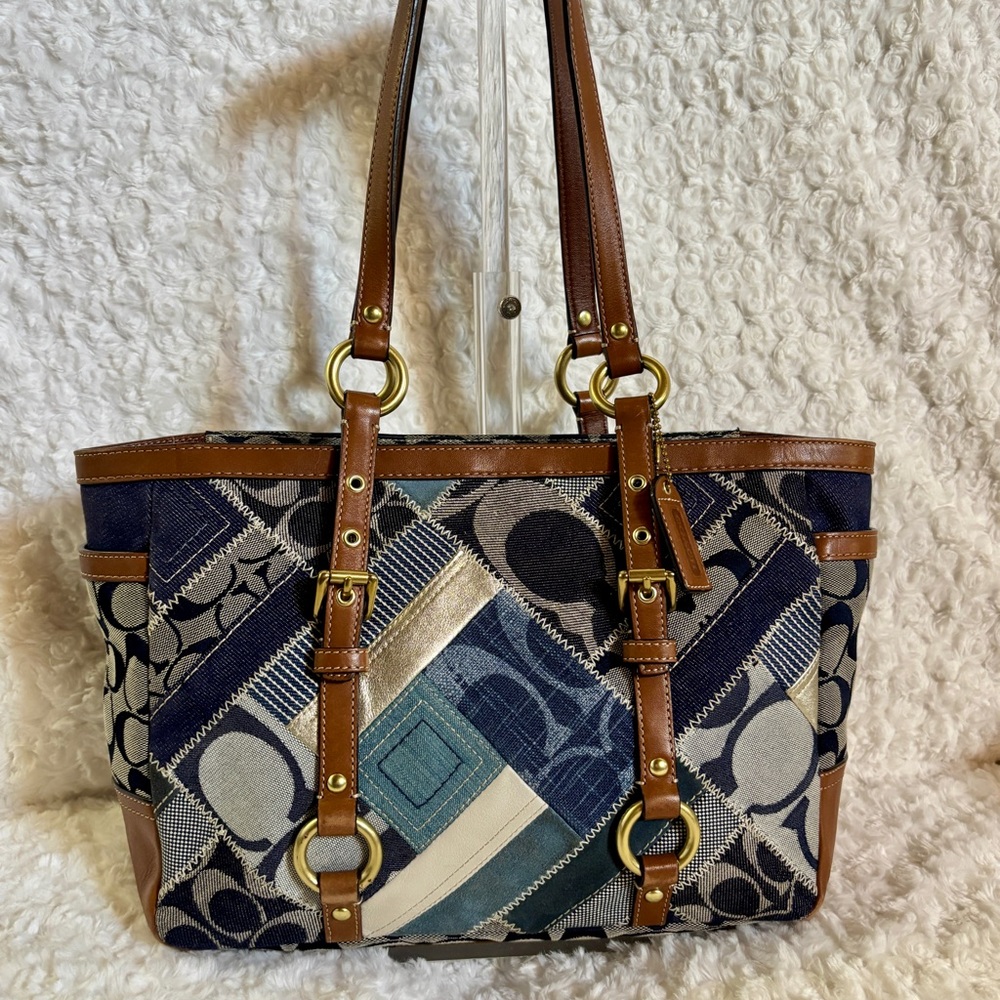 Coach Vintage Denim Patchwork Gallery Tote, Y2K